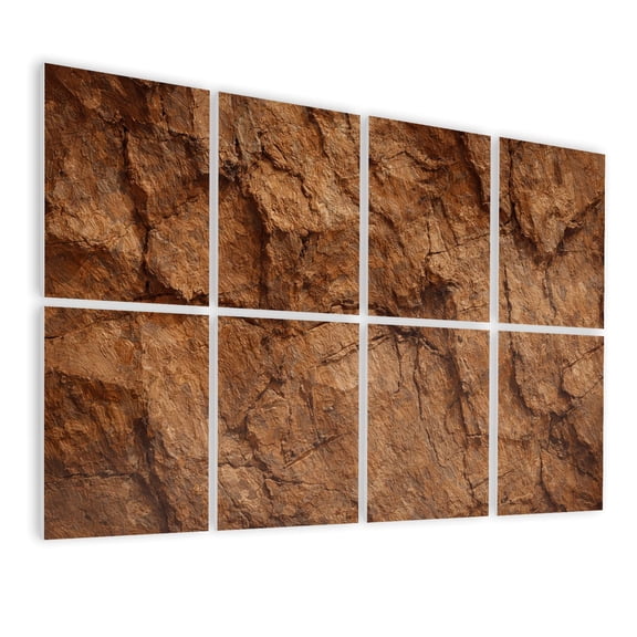 Rustic Farmhouse 8 Pack Art Acoustic Panels Sound Absorbing Dark orange rust brown stone texture Rough rock mountain Decorative Soundproof Wall Panels Self Adhesive for Game Room Bedroom 48"x32"
