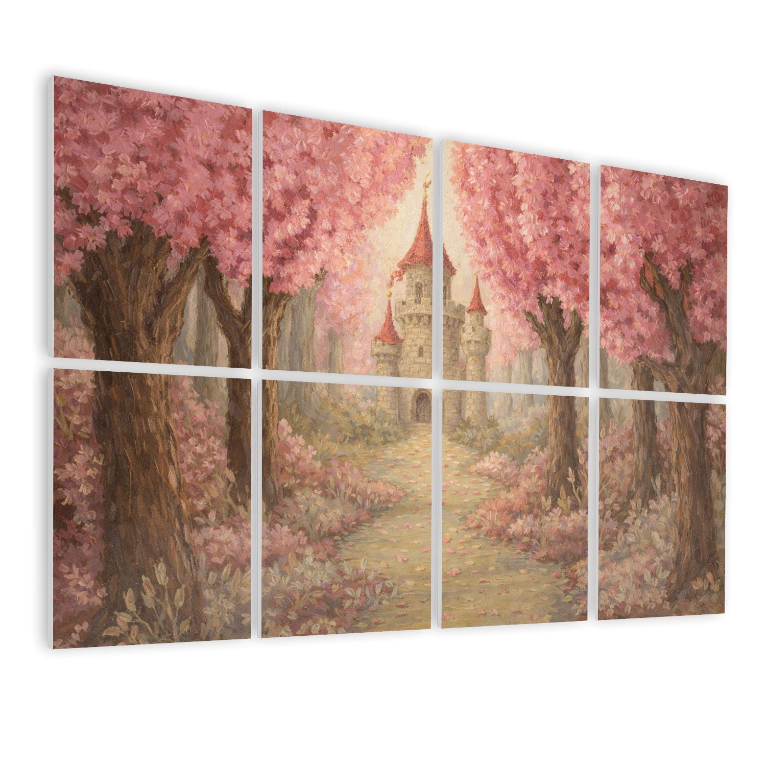 Rustic Farmhouse 8 Pack Art Acoustic Panels Sound Absorbing Fantasy landscape magic fairy tale princess castle Decorative Soundproof Wall Panels Self Adhesive for Nursery Game Room Bedroom 48"x32"