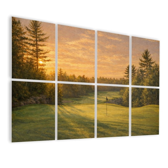 Rustic Farmhouse 8 Pack Art Acoustic Panels Sound Absorbing Golf Course Sunset Muskoka Canada Grass Decorative Soundproof Wall Panels Self Adhesive for Nursery Game Room Bedroom 48"x32"