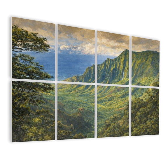 Rustic Farmhouse 8 Pack Art Acoustic Panels Sound Absorbing Island Hawaii Waterfall Decorative Soundproof Wall Panels Self Adhesive for Nursery Game Room Bedroom 48"x32"