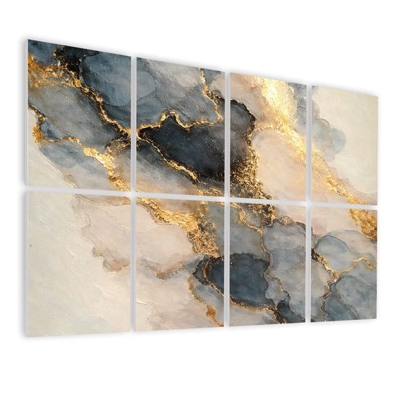 Rustic Farmhouse 8 Pack Art Acoustic Panels Sound Absorbing Luxury abstract fluid art alcohol ink technique black gold Decorative Soundproof Wall Panels Self Adhesive for Nursery Game Room 48"x32"