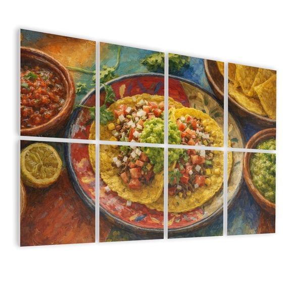 Rustic Farmhouse 8 Pack Art Acoustic Panels Sound Absorbing Mexican platillo tacos barbacoa vegetarian Decorative Soundproof Wall Panels Self Adhesive for Nursery Game Room Bedroom 48"x32"