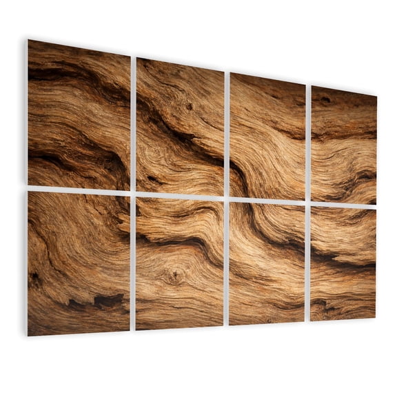 Rustic Farmhouse 8 Pack Art Acoustic Panels Sound Absorbing Old wood Timber Industry Decorative Soundproof Wall Panels Self Adhesive for Nursery Game Room Bedroom 48"x32"