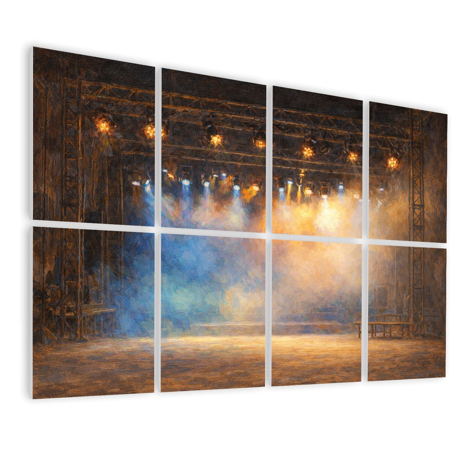 Rustic Farmhouse 8 Pack Art Acoustic Panels Sound Absorbing Theater light stage Decorative Soundproof Wall Panels Self Adhesive for Nursery Game Room Bedroom 48"x32"