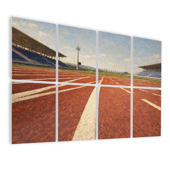Rustic Farmhouse 8 Pack Art Acoustic Panels Sound Absorbing Track field training lanes sports Decorative Soundproof Wall Panels Self Adhesive for Nursery Game Room Bedroom 48"x32"