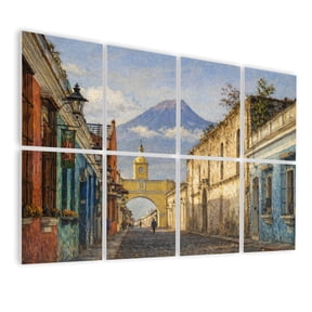 Rustic Farmhouse 8 Pack Art Acoustic Panels Sound Absorbing arch volcano view Antigua Guatemala Decorative Soundproof Wall Panels Self Adhesive for Nursery Game Room Bedroom 48"x32"