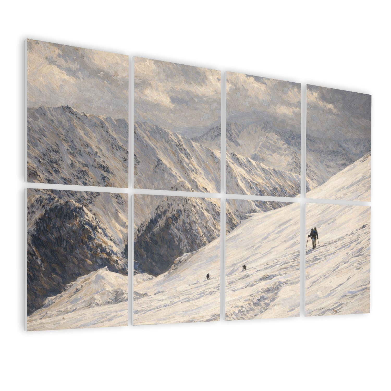 Rustic Farmhouse 8 Pack Art Acoustic Panels Sound Absorbing black white snowy mountains vintage snow skiings Decorative Soundproof Wall Panels Self Adhesive for Nursery Game Room Bedroom 48"x32"