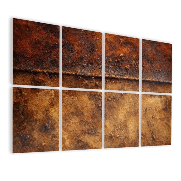 Rustic Farmhouse 8 Pack Art Acoustic Panels Sound Absorbing dark golden grunge mono copper Metal Decorative Soundproof Wall Panels Self Adhesive for Nursery Game Room Bedroom 48"x32"