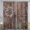 thumbnail image 1 of Rustic Farmhouse Barn Door Shower Curtain, Brown Cabin Countryside Vintage Cabin Wooden Plank Board Bathroom Decor Set, Waterproof Polyester Fabric Bath Curtain With Hooks 72"W x 96"L, 1 of 6