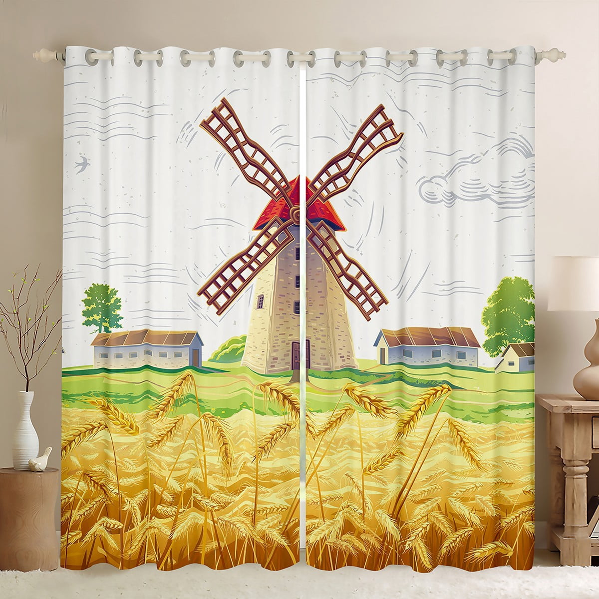 Rustic Farmhouse Blackout Curtains 52"x84" Set of 2 Panels,Vintage