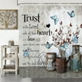 thumbnail image 1 of Rustic Farmhouse Blue Butterfly Shower Curtain, Flower Inspirational Quotes Shabby Chic Country Shower Curtain for Bathroom, Bible Verse Scripture Quotes Shower Curtain with Hooks,70X70IN, 1 of 6