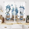 thumbnail image 1 of Rustic Farmhouse Blue Floral Kitchen Curtains 27.5Wx39H Inch Rod Pocket Teal Flower Plant Cafe Curtains Spring Butterfly Botanical Country Wooden Small Bedroom Window Drapes Fabric 2 Panels, 1 of 4