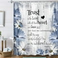 thumbnail image 1 of Rustic Farmhouse Blue Shower Curtain Bible Verse Inspirational Shower Curtain Country Farm Bright Navy Blue Daisy Flowers Butterfly Abstract Shower Curtain Set for Bathroom, 36x70IN, 1 of 5