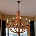 thumbnail image 1 of Rustic Farmhouse Chandelier - 10-Light Wood Texture Hanging Fixture, Adjustable Height, Dimmable, for Kitchen Island, Dining Room, Entryway, 1 of 8