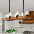 thumbnail image 1 of Rustic Farmhouse Chandelier with Seeded Glass - Adjustable 6-Light Wood & Hemp Pendant for Kitchen Island & Dining Room, 1 of 9