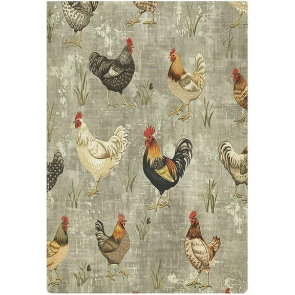 Rustic Farmhouse Chicken Garden Flag 12x18 Inch Double Sided Outdoor House Yard Decoration with Chickens and Roosters
