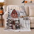 thumbnail image 1 of Rustic Farmhouse Christmas Barn Snowfall Scene Serene Winter, Festive Holiday Scene, Warm Flannel Blanket for Ranch House and Living Room, Horse Lovers Christmas Gift, Rustic Home Decor, 1 of 9