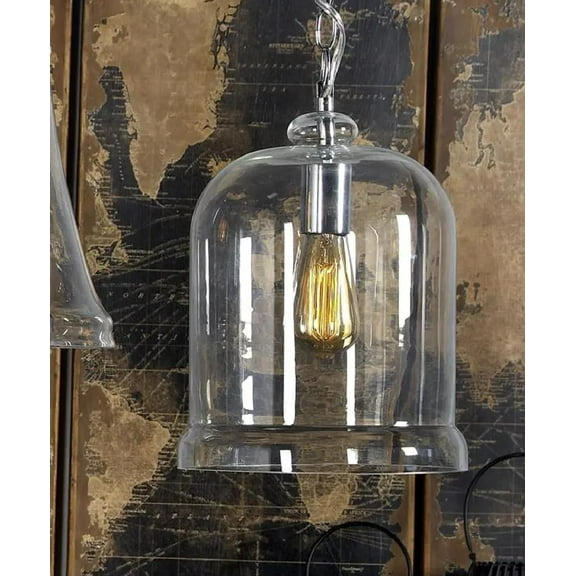 Rustic Farmhouse Clear Glass Canopy Bell Pendant Ceiling Wall Lamp With Chain