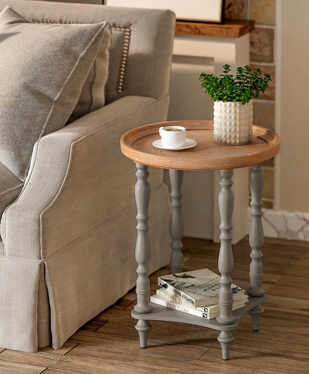 Rustic Farmhouse Cottagecore Accent End Table 19'' Square French ...