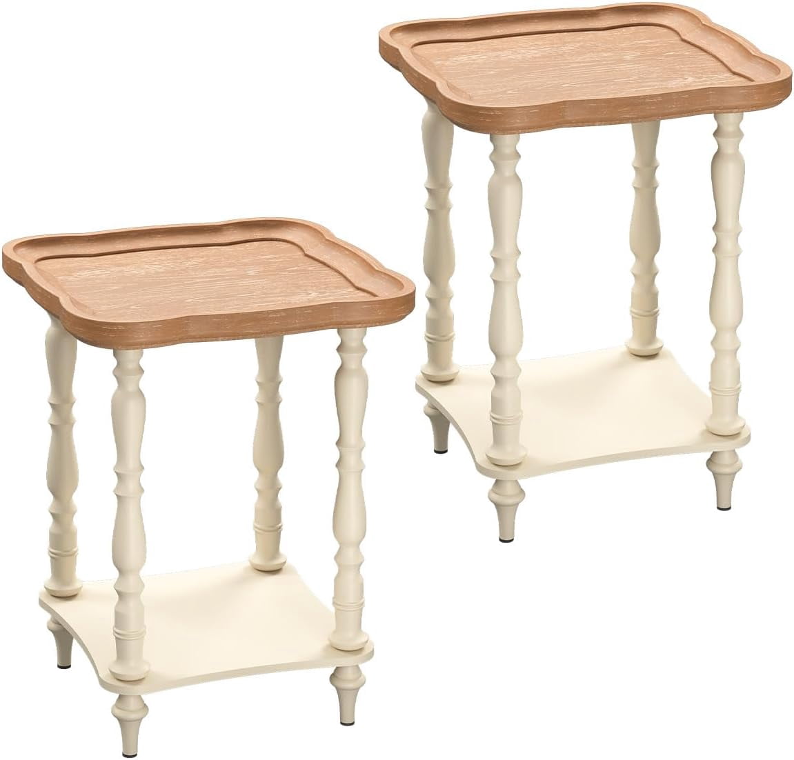 Rustic Farmhouse Cottagecore Accent End Table 19'' Square French ...