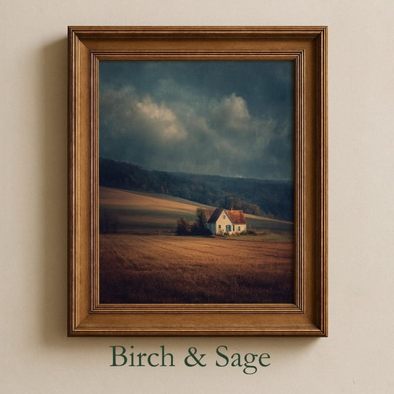 Rustic Farmhouse on Cozy Hillside Vintage Landscape, Country Home Art, Print Poster Earthy Scene, Charming Rural Wall Decor, 77, Size 8x12 UNFFRAMED F03.1.7l74