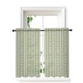 thumbnail image 1 of Rustic Farmhouse Curtains 45 Inch Length,Sheer Curtains for Bedroom Living Room Window Spring Floral Stripes Bohemia Sage Green Rod Pocket Drapes Kitchen Curtains Small Half Window 42"x45" 2 Panels, 1 of 7