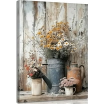 Rustic Farmhouse Daisy Floral Canvas Wall art Vintage Neutral Country Painting Picture Wall Decor Flower Still Life BotanicalPoster Print Artwork for Bathroom Living Room Bedroom Home Decoration