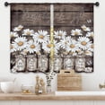 thumbnail image 1 of Rustic Farmhouse Daisy Kitchen Curtains 27.5W x 39L Inch Country Vintage Rural Wood Wooden Quotes Inspirational Rod Pocket Short Small Window Treatment Drapes Decor 2 Panels, 1 of 6