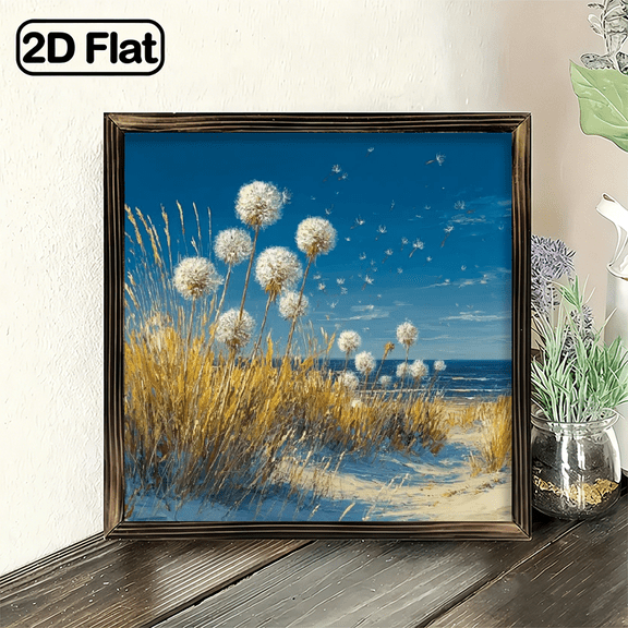 Rustic Farmhouse Dandelion Wall Art with Natural Wood Frame - Botanical Verse Sign Suitable for Bedroom, Living Room, Bathroom, Office - Vintage Farmhouse Decor, Housewarming Gift, 8x8