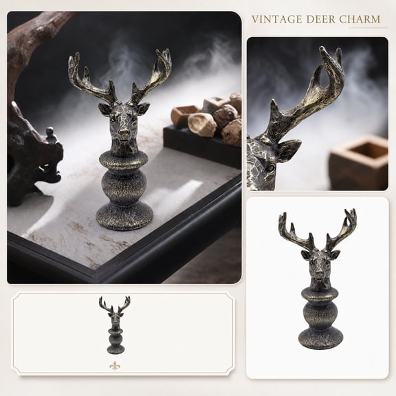 Rustic Farmhouse Decor Deer Head Sculpture Antique Bronze Finish Farmhouse Shelf Decor for Home Bar Kitchen Cabinet Entryway Tabletop 1 Piece