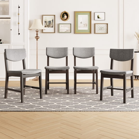 Rustic Farmhouse Dining Chairs Set of 4 Solid Wood Dining Chairs with Gray Fabric Upholstered Seat and Backrest Accent Chairs for Kitchen Dining Room Living Room, Espresso