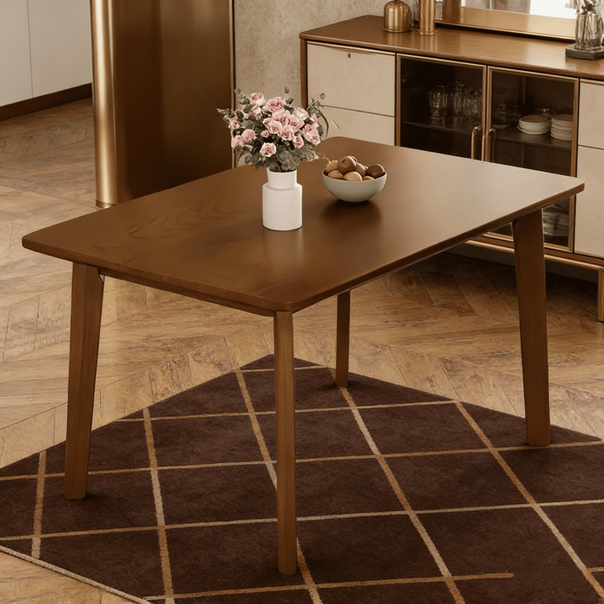 Rustic Farmhouse Dining Table with Solid Wood Frame - Minimalist Modern ...