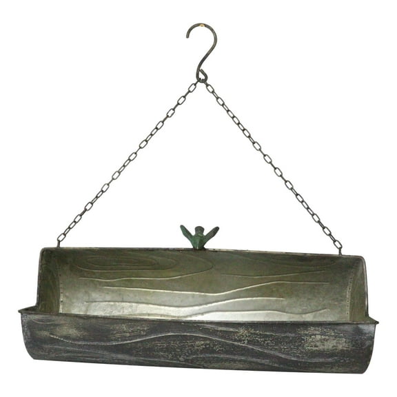 Rustic Farmhouse Distressed Metal Tree Log Hanging Wall Planter 19"L With Chain