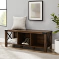 thumbnail image 1 of Rustic Farmhouse Entryway Storage Bench, Walnut, 1 of 9