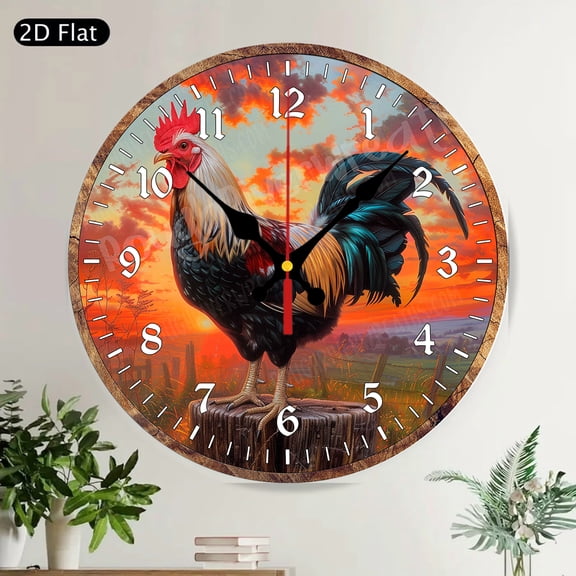 Rustic Farmhouse Farmers Market Apple Round Wall Clock Silent Kitchen Decor