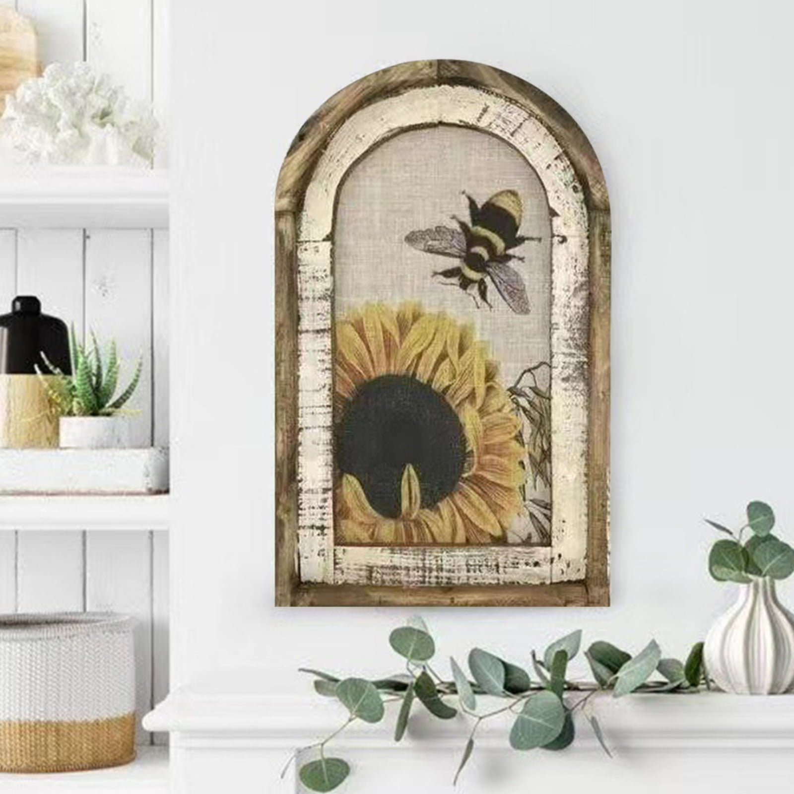 Rustic Farmhouse Floral Country Sunflower Painting Wall Art Framless ...