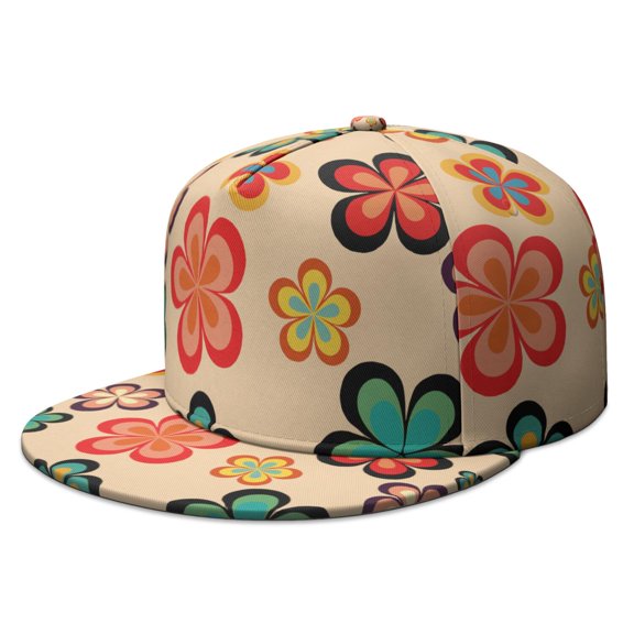 Rustic Farmhouse Floral Flat Brim Cap - Adjustable Fashion Hat