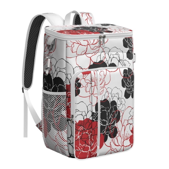 Rustic Farmhouse Floral Print Backpack Cooler, Leakproof Waterproof Insulated Lunch Bag, Country Garden Bloom Pattern for Picnic, Hiking