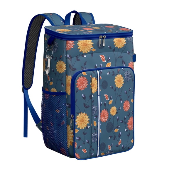 Rustic Farmhouse Floral Print Backpack Cooler, Leakproof Waterproof Insulated Lunch Bag, Country Garden Bloom Pattern for Picnic, Hiking