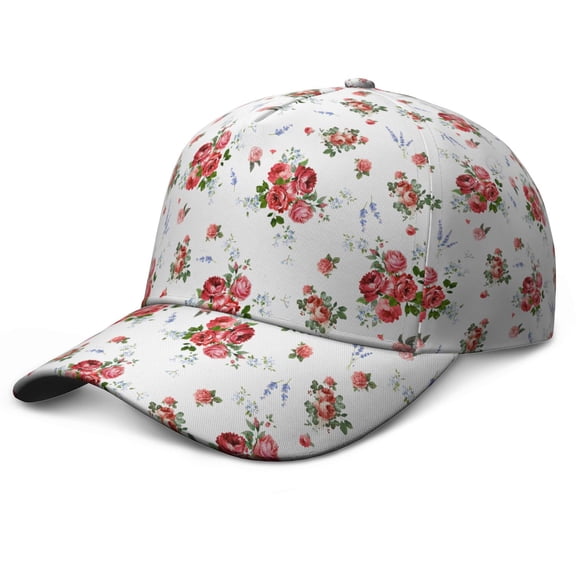 Rustic Farmhouse Floral Print Dad Hat – Botanical Baseball Cap Featuring Autumn Leaves and Bloom Pattern, Adjustable Washable Snapback