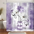 Rustic Farmhouse Floral Shower Curtain, Country Farm Purple Daisy ...