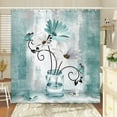thumbnail image 1 of Rustic Farmhouse Floral Shower Curtain, Country Farm Teal Daisy Flowers Butterfly Abstract Shower Curtain Set, Turquoise Blue Shower Curtains Farmhouse Bathroom Accessories with 12PCS Hooks,70X84IN, 1 of 5