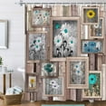 thumbnail image 1 of Rustic Farmhouse Floral Shower Curtain, Country Flowers Modern Art on Rustic Wooden Plank Shower Curtain Set, Vintage Farm Style Barn Wood Fabric Western Trailer Camper RV Bathroom Curtain, 72X72IN, 1 of 7