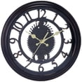 thumbnail image 1 of Rustic Farmhouse Gear Clock with Moving Gears Wall Clock Industrial Steampunk Unique for Home Living Room Office Decor Black 11 Inch, 1 of 6