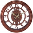 thumbnail image 1 of Rustic Farmhouse Gear Clock with Moving Gears Wall Clock Industrial Steampunk Unique for Home Living Room Office Decor Brown 11 Inch, 1 of 4