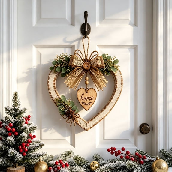 Rustic Farmhouse Heart Wall Decor,Style Hanging Heart-Shaped Wall Decoration,Distressed Wooden Hearts Hanging,Country Art Heart Wall Pendant,Vintage Heart Shape Wood Wall Hanging Ornament