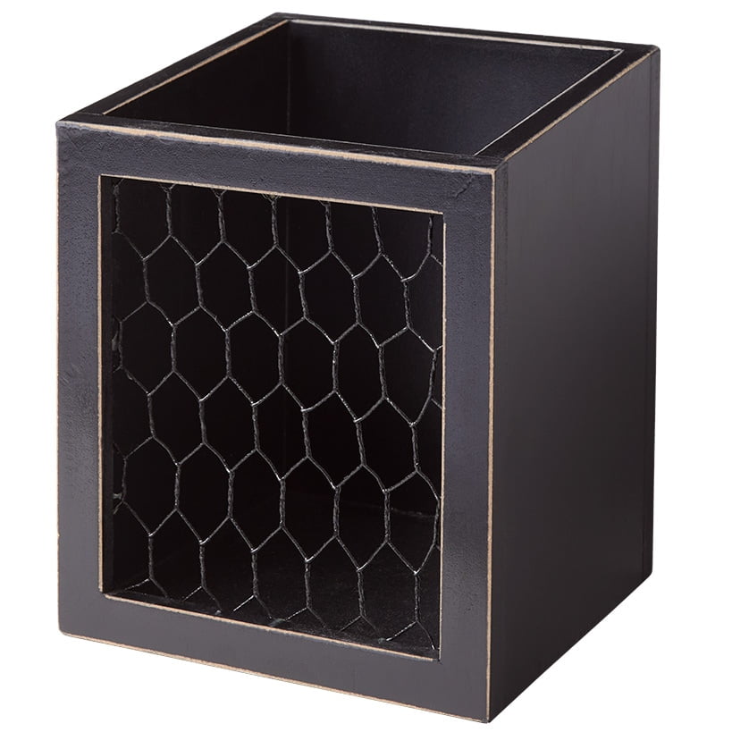 Black Square MDF and Metal Rustic Farmhouse Utensil Holder