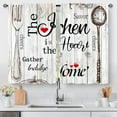 thumbnail image 1 of Rustic Farmhouse Kitchen Curtains, Retro Wooden Plank Vintage Fork Spoon, Small Short Cafe Window Curtain Over Sink Bathroom Dining Room Decor Rod Pocket Window Drapes 2 Panels 36"x28" inch, 1 of 1