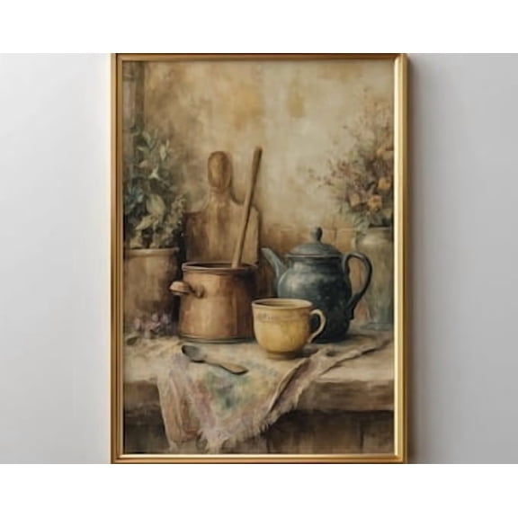 Rustic Farmhouse Kitchen Still Life Poster, Poster Home Decor, Poster Only