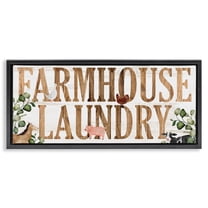 Rustic Farmhouse Laundry Black Framed Floater Canvas Wall Art, design by Kim Allen